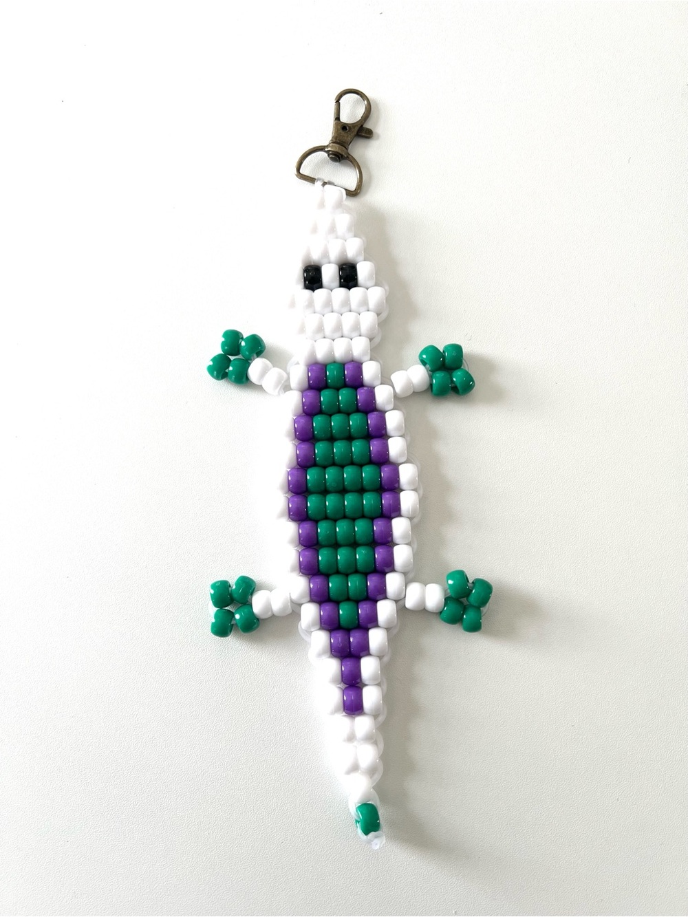 Handmade Beaded Crocodile Keychain 8.5”